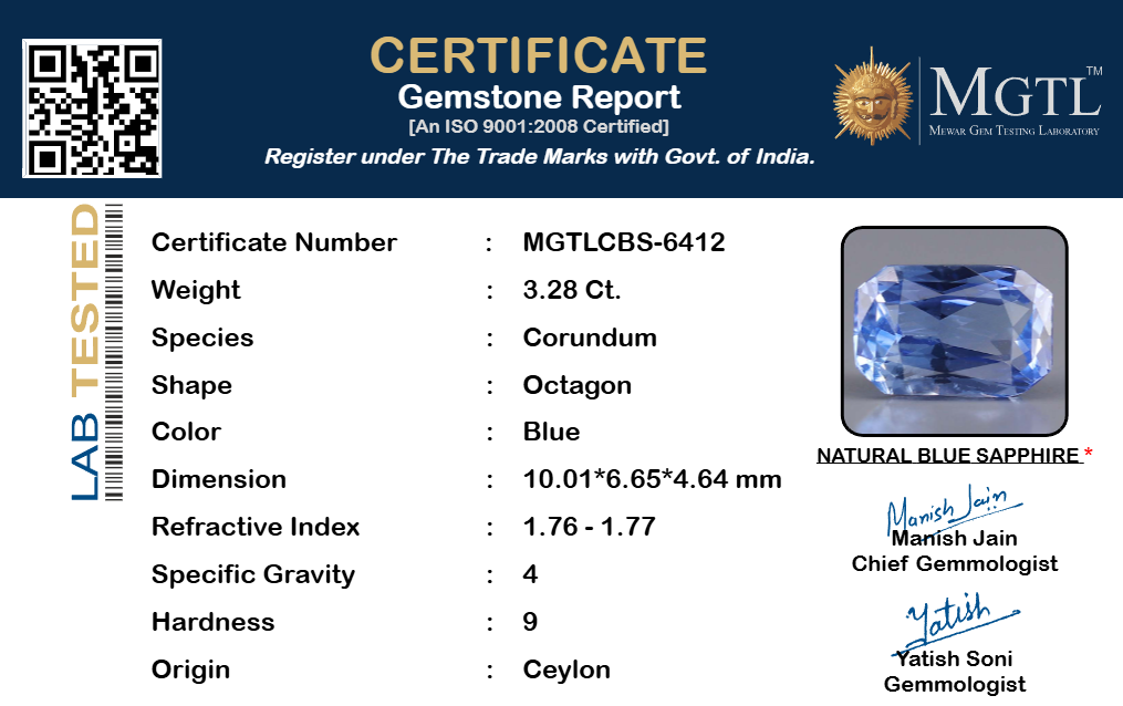 Blue Sapphire - 3.28 Carats