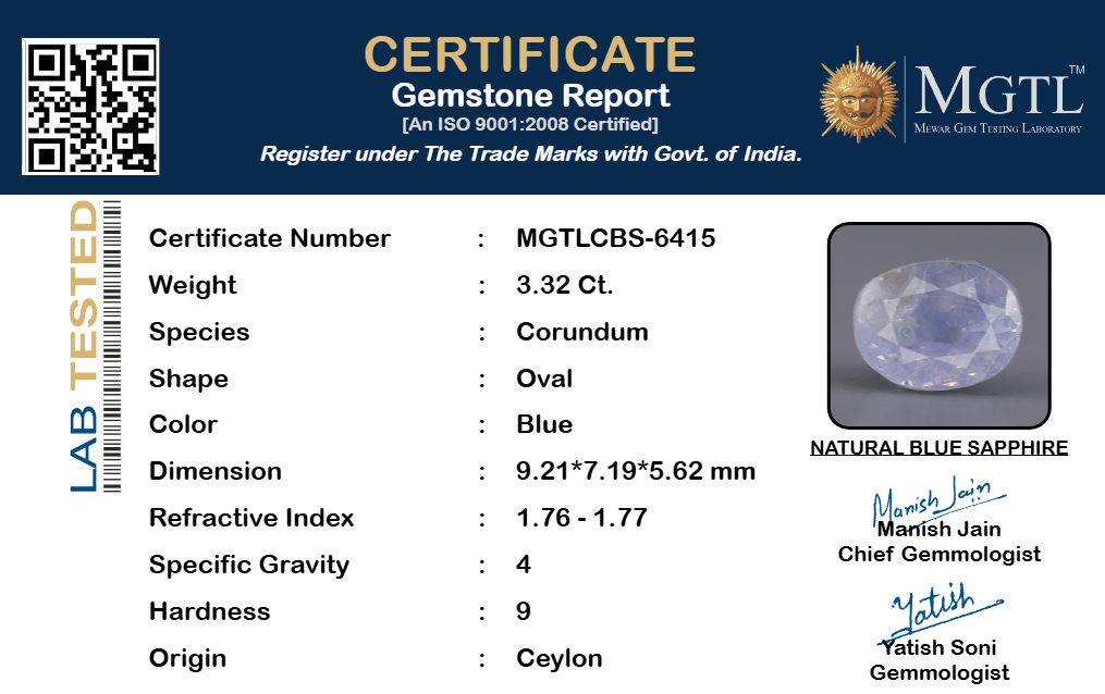 Blue Sapphire - 3.32 Carats