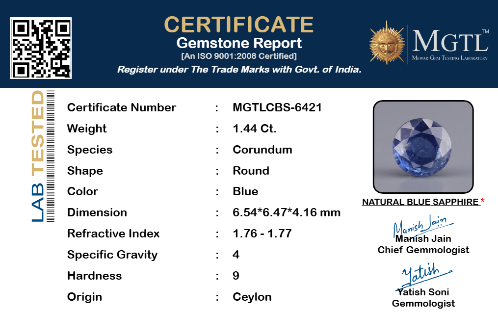 Blue Sapphire - 1.44 Carats