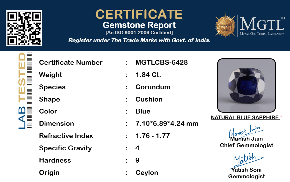 Blue Sapphire - 1.84 Carats