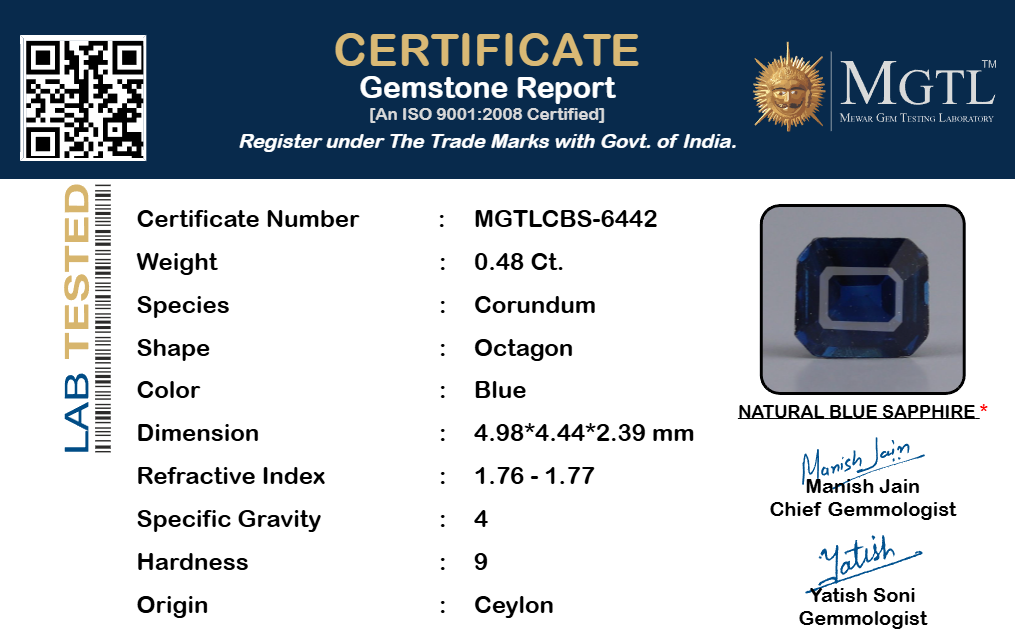 Blue Sapphire - 0.48 Carats