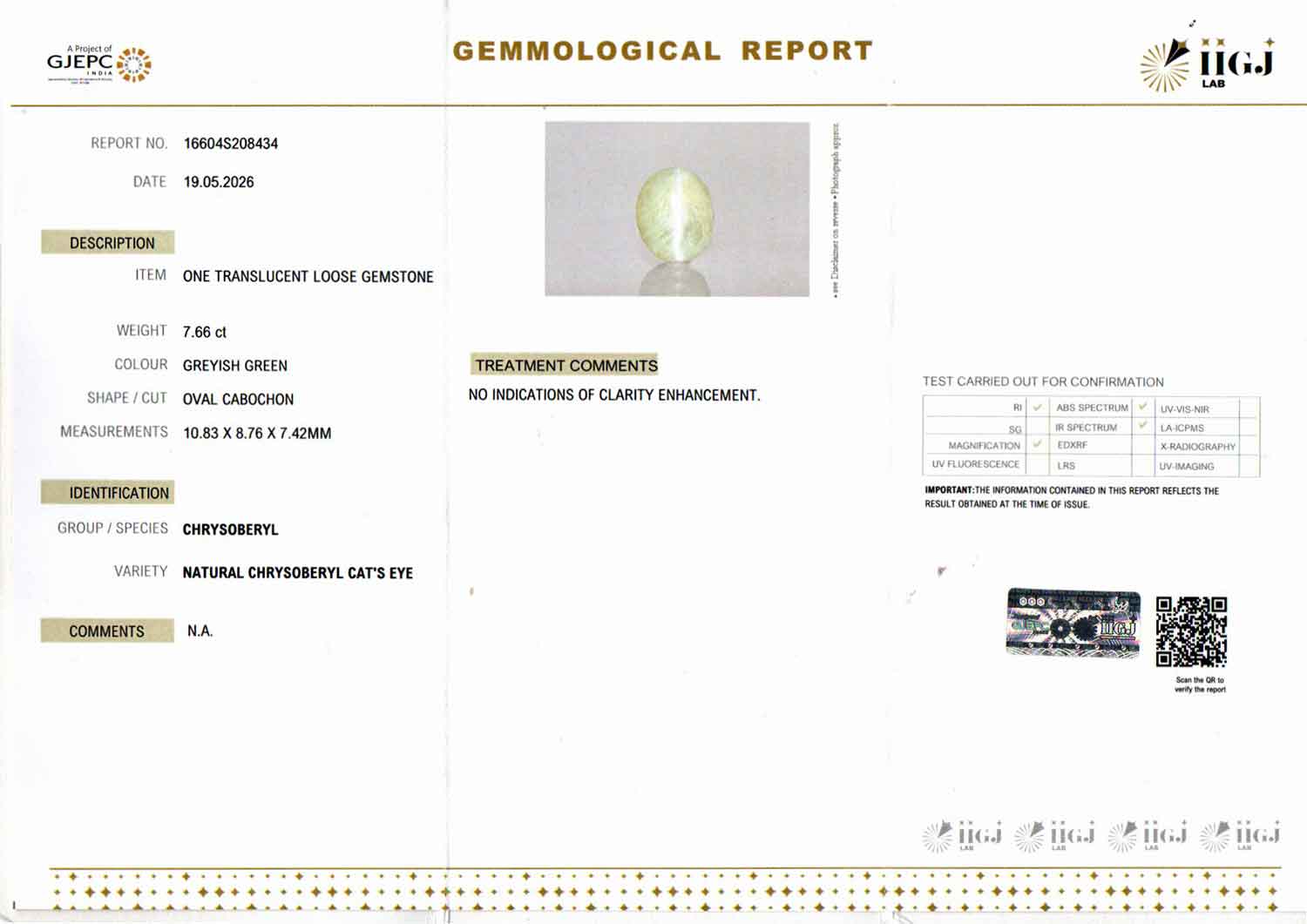 Ceylon Cat's Eye - 7.66 Carat Prime Quality CE-10813