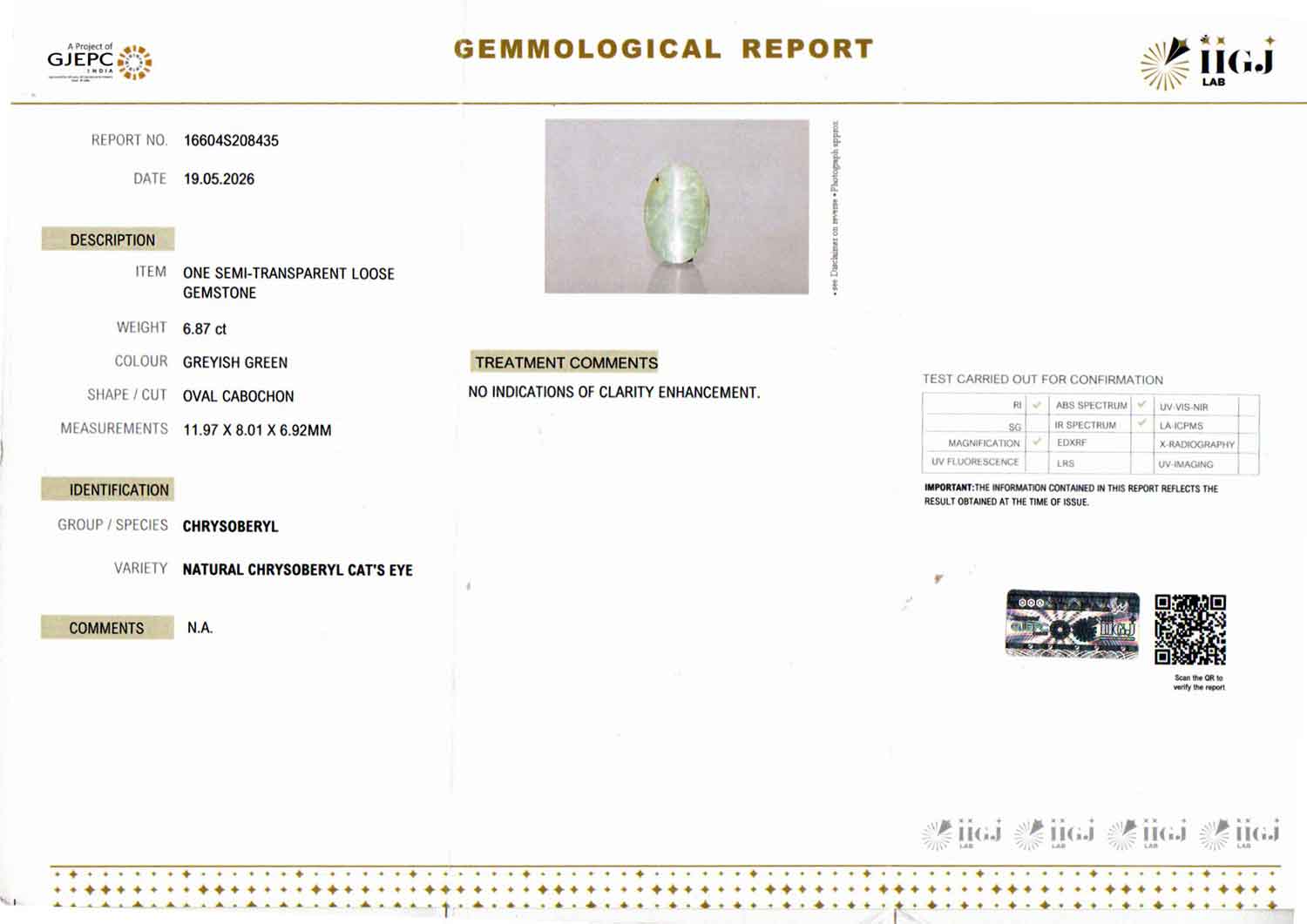 Ceylon Cat's Eye - 6.87 Carat Prime Quality CE-10815
