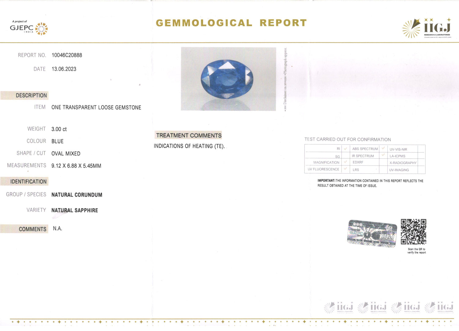 Blue Sapphire - 3.00 Carats