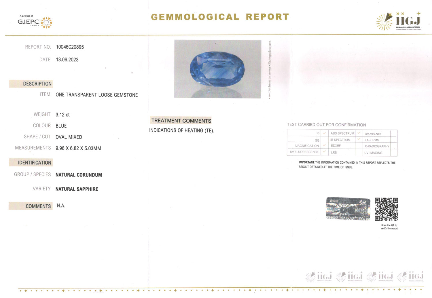Ceylon Blue Sapphire - 3.12 Carat Limited Quality CBS-6052