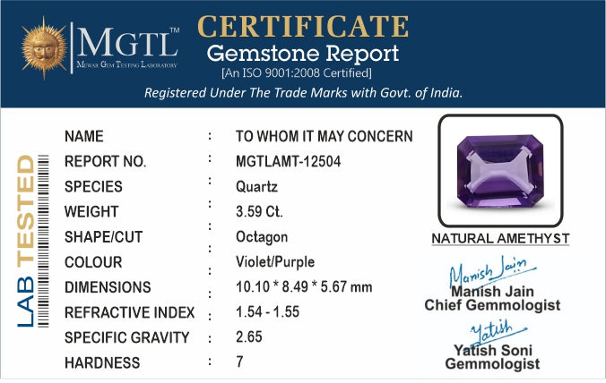 Brazilian Amethyst - 3.59 Carat Limited Quality AMT-12504