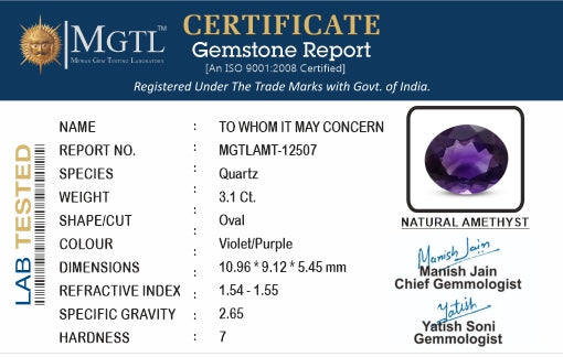 Brazilian Amethyst - 3.10 Carat Limited Quality AMT-12507