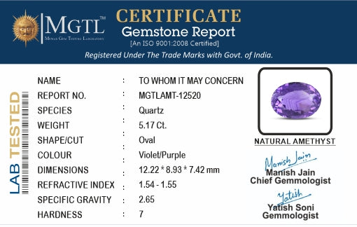 African Amethyst - 5.17 Carat Limited Quality AMT-12520