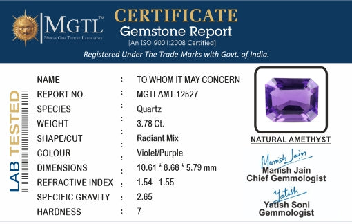 African Amethyst - 3.78 Carat Limited Quality AMT-12527