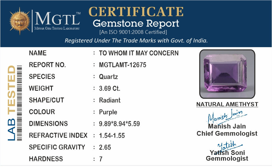 Brazilian Amethyst - 3.69 Carat Limited Quality AMT-12675