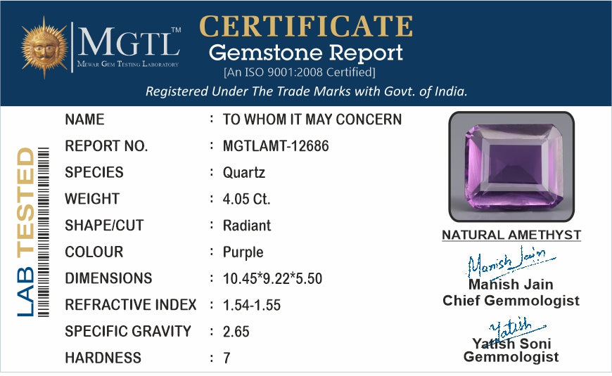 Brazilian Amethyst - 4.05 Carat Limited Quality AMT-12686