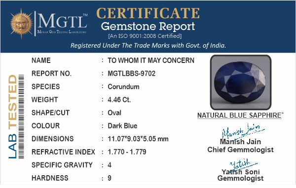 Blue Sapphire - 4.46 Carats