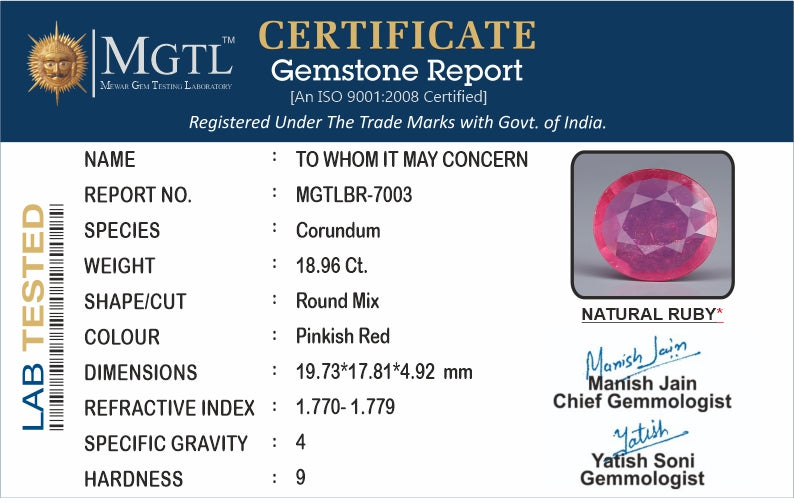 Thailand Ruby - 18.96 Carat Limited Quality BR-7003