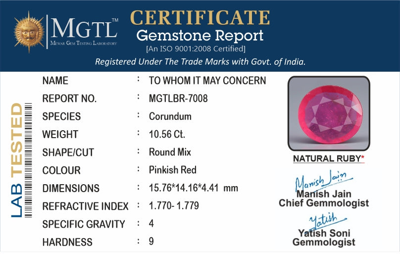 Thailand Ruby - 10.56 Carat Limited Quality BR-7008