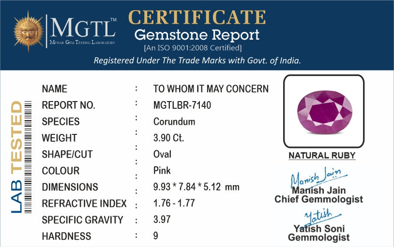 African Ruby - 3.90 Carat Fine Quality BR-7140