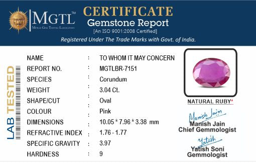 Mozambique Ruby - 3.04 Carat Prime Quality BR-7151