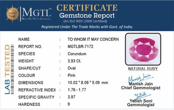 African Ruby - 3.93 Carat Limited Quality BR-7172