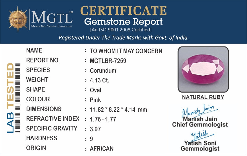 African Ruby - 4.13 Carat Limited Quality BR-7259