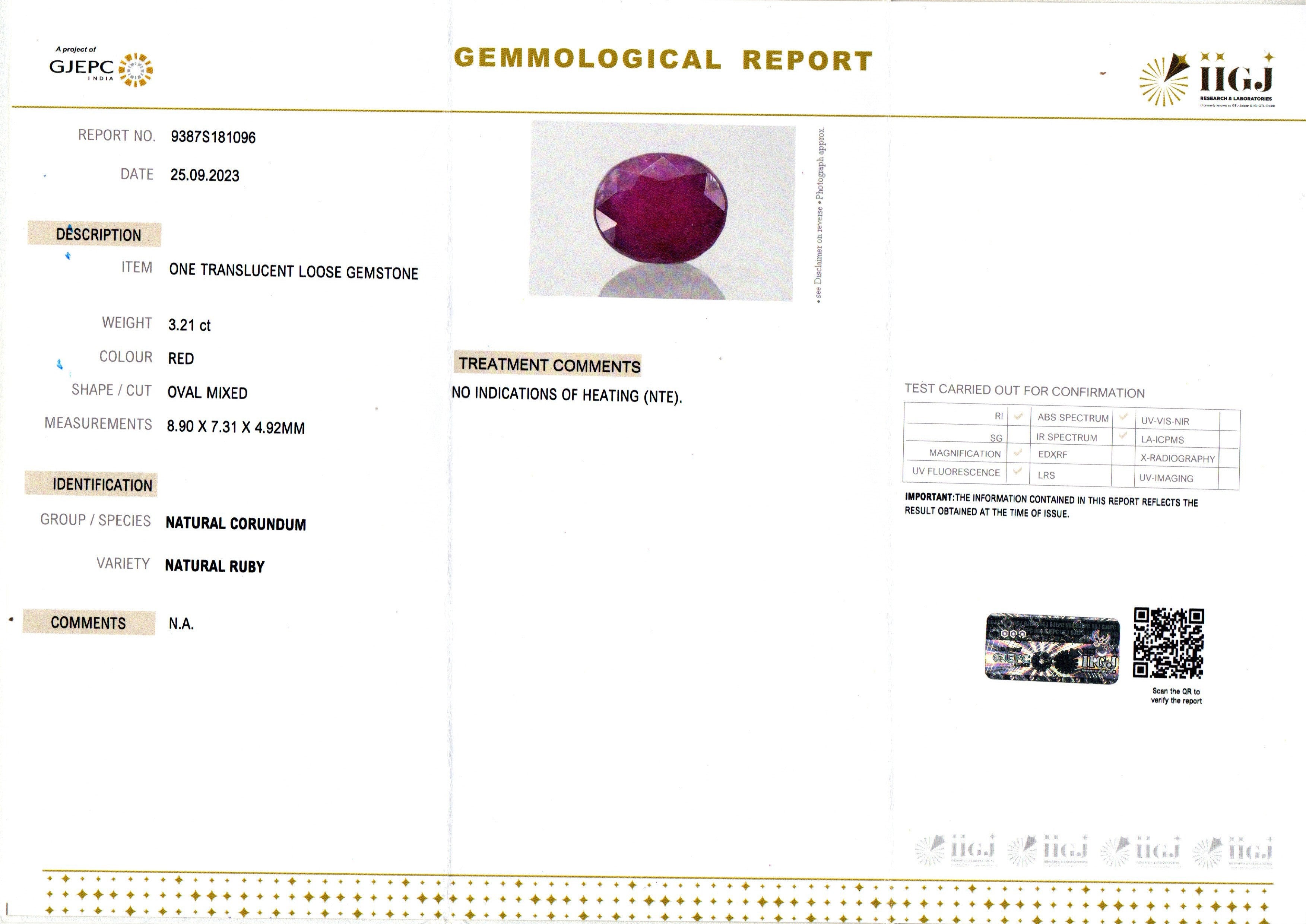 African Ruby - 3.21 Carat Limited Quality BR-7263