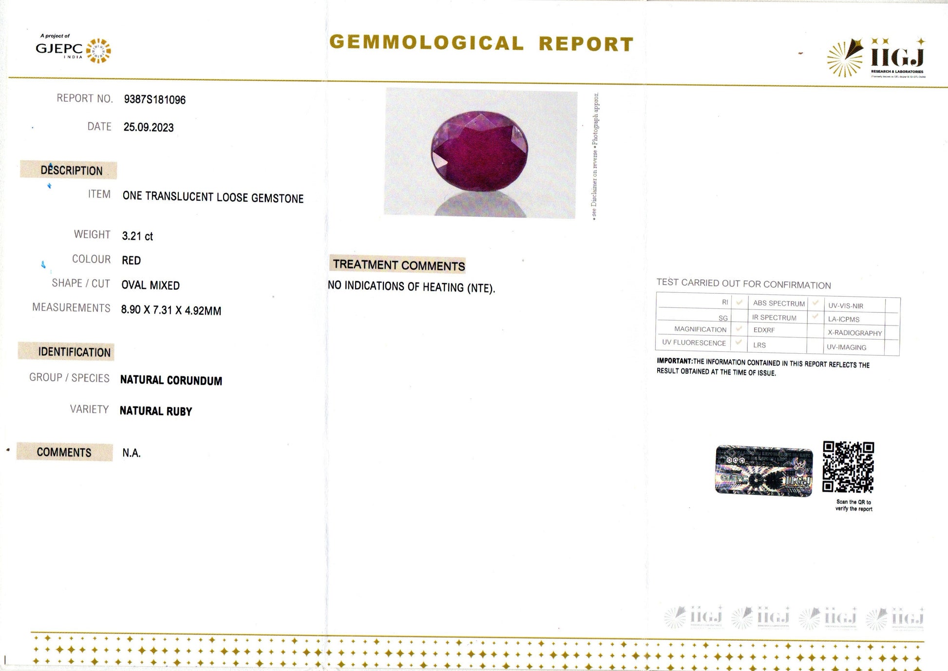 African Ruby - 3.21 Carat Limited Quality BR-7263