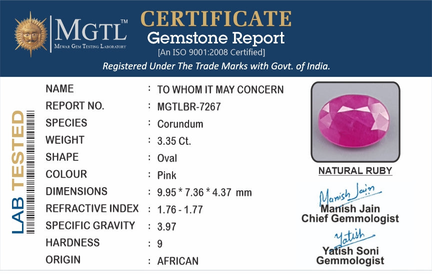 African Ruby - 3.35 Carat Limited Quality BR-7267