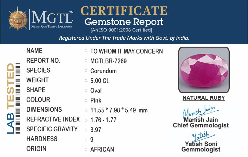 African Ruby - 5.00 Carat Limited Quality BR-7269