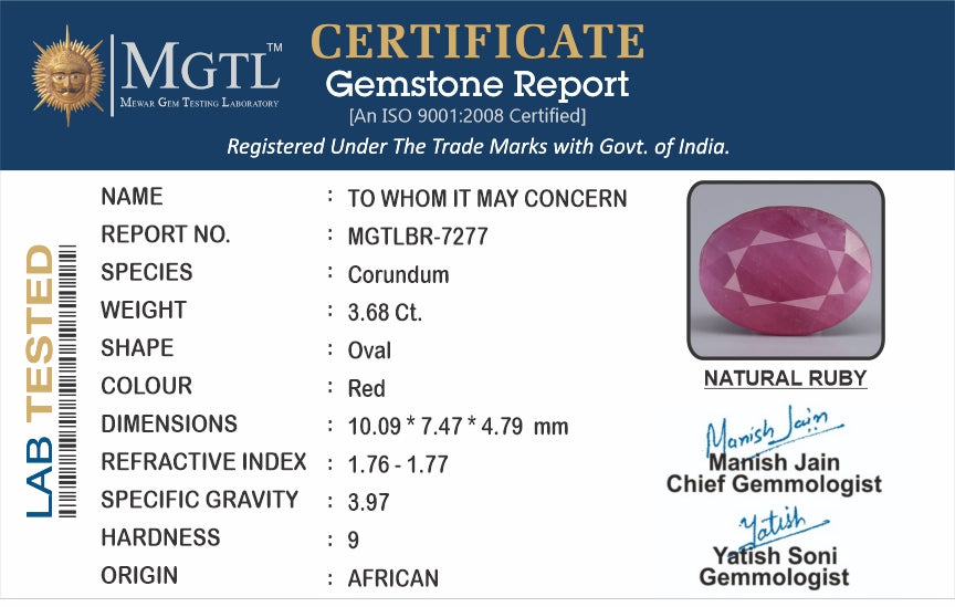 African Ruby - 3.68 Carat Limited Quality BR-7277
