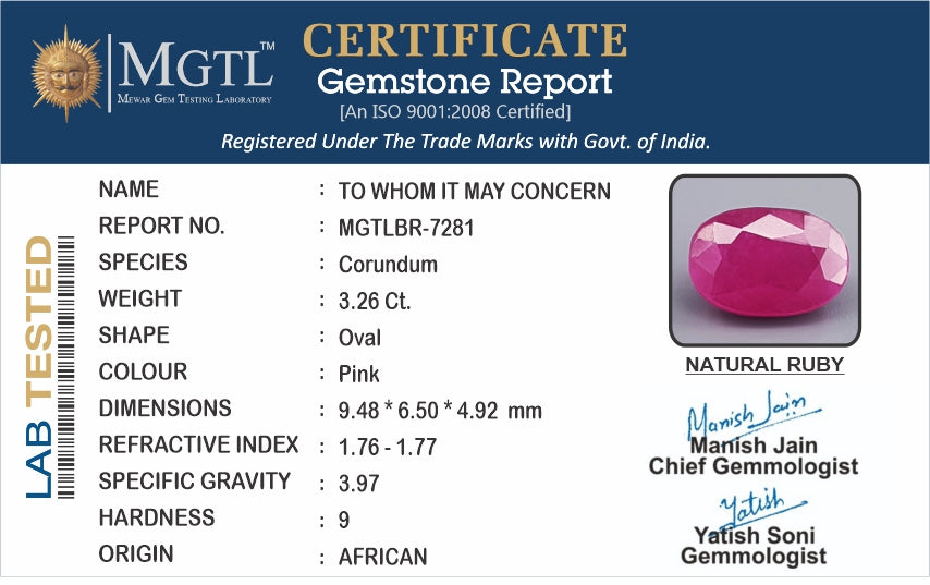 African Ruby - 3.26 Carat Limited Quality BR-7281