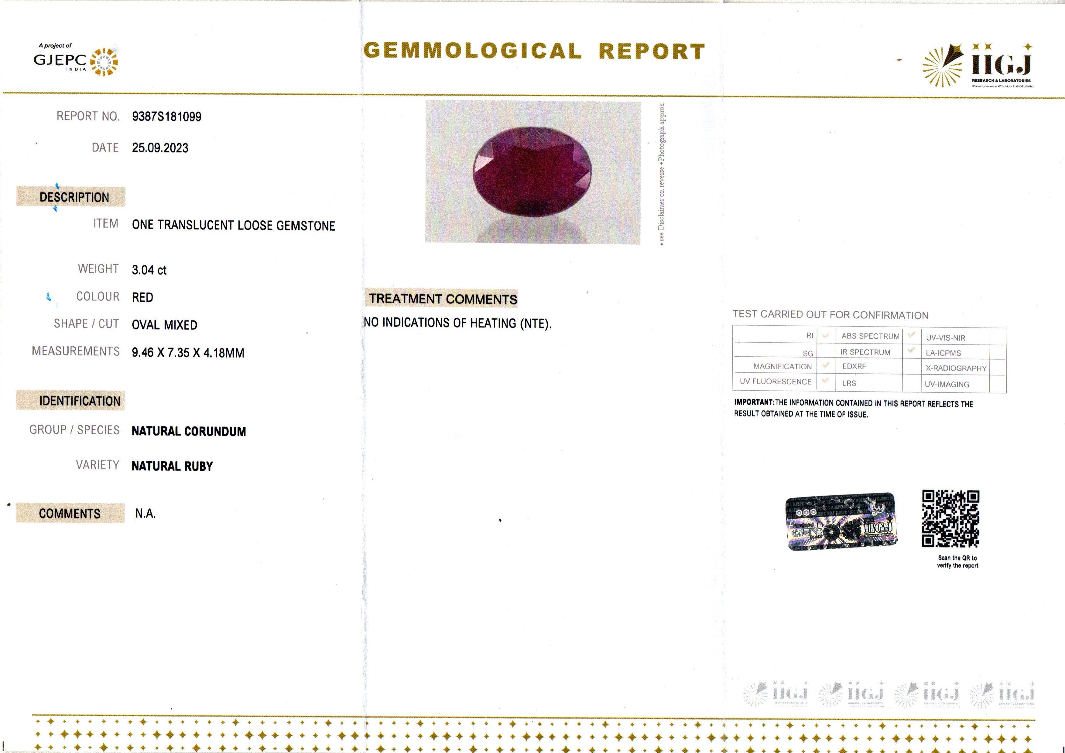 African Ruby - 3.04 Carat Limited Quality BR-7283