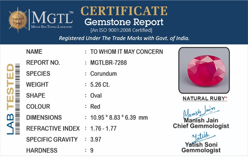 Mozambique Ruby - 5.26 Carat Limited Quality BR-7288