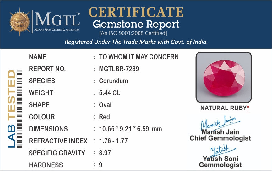 Mozambique Ruby - 5.44 Carat Limited Quality BR-7289