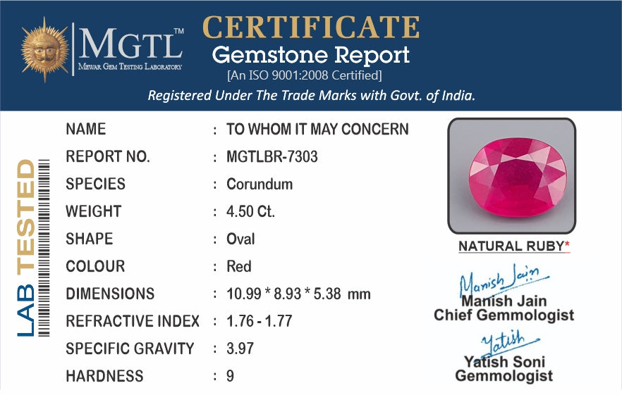 Mozambique Ruby - 4.50 Carat Limited Quality BR-7303