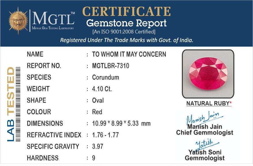 Mozambique Ruby - 4.10 Carat Limited Quality BR-7310