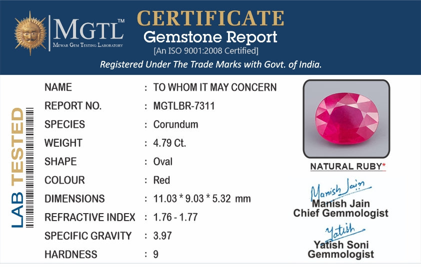 Mozambique Ruby - 4.79 Carat Limited Quality BR-7311