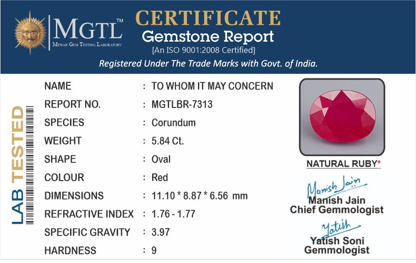 Mozambique Ruby - 5.84 Carat Limited Quality BR-7313