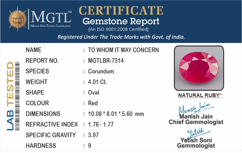 Mozambique Ruby - 4.01 Carat Limited Quality BR-7314