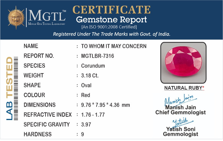 Mozambique Ruby - 3.18 Carat Limited Quality BR-7316