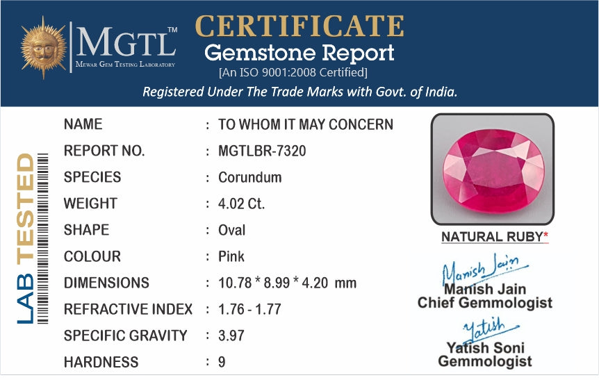 Mozambique Ruby - 4.02 Carat Limited Quality BR-7320
