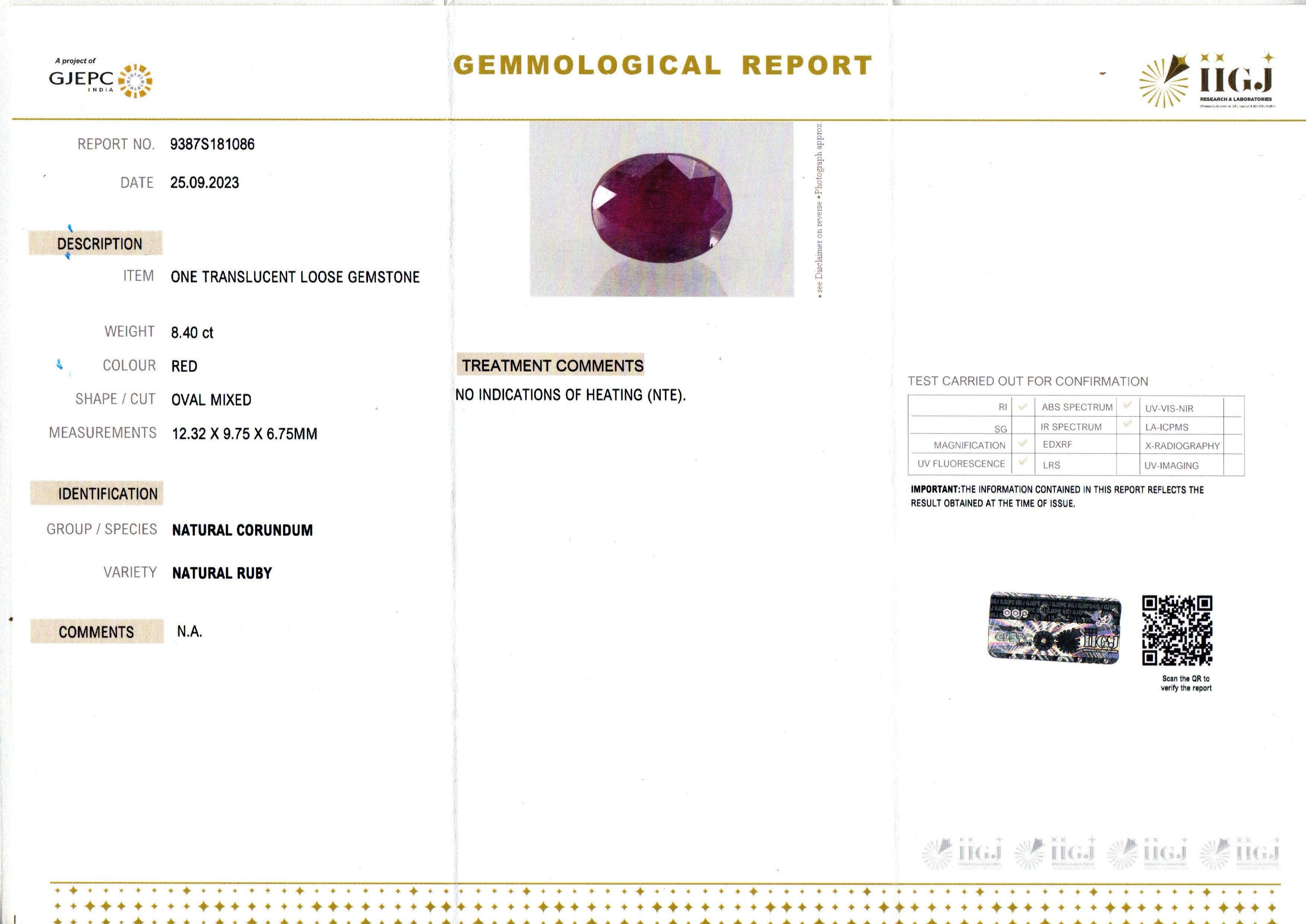African Ruby - 8.40 Carat Limited Quality BR-7327