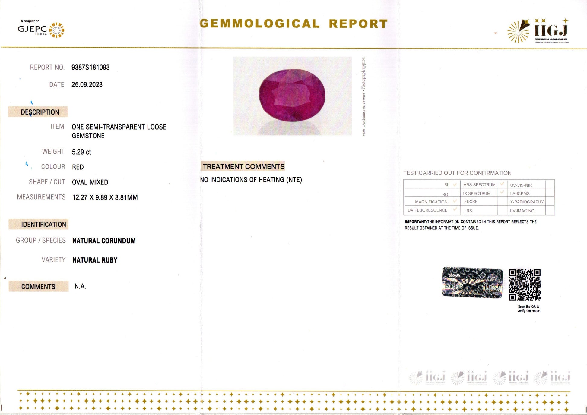 African Ruby - 5.29 Carat Limited Quality BR-7330