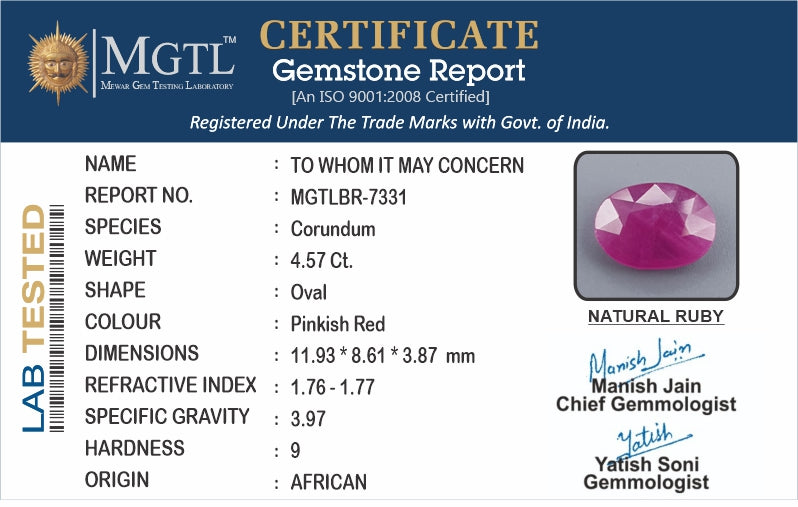 African Ruby - 4.57 Carat Limited Quality BR-7331