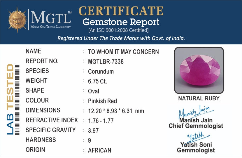 African Ruby - 6.75 Carat Limited Quality BR-7338