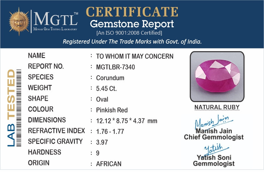 African Ruby - 5.45 Carat Limited Quality BR-7340