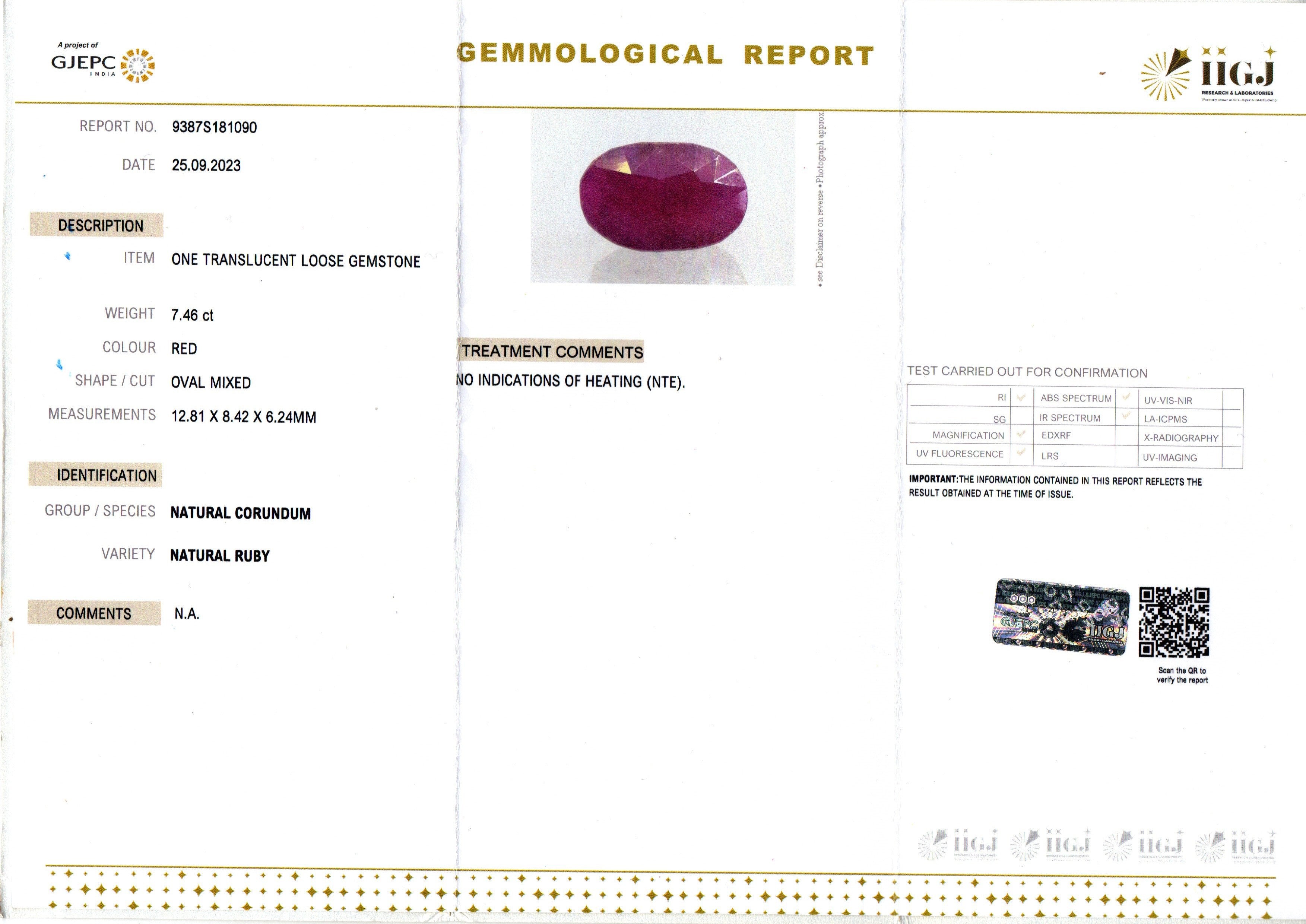 African Ruby - 7.46 Carat Limited Quality BR-7346