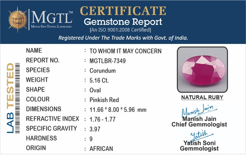 African Ruby - 5.16 Carat Limited Quality BR-7349