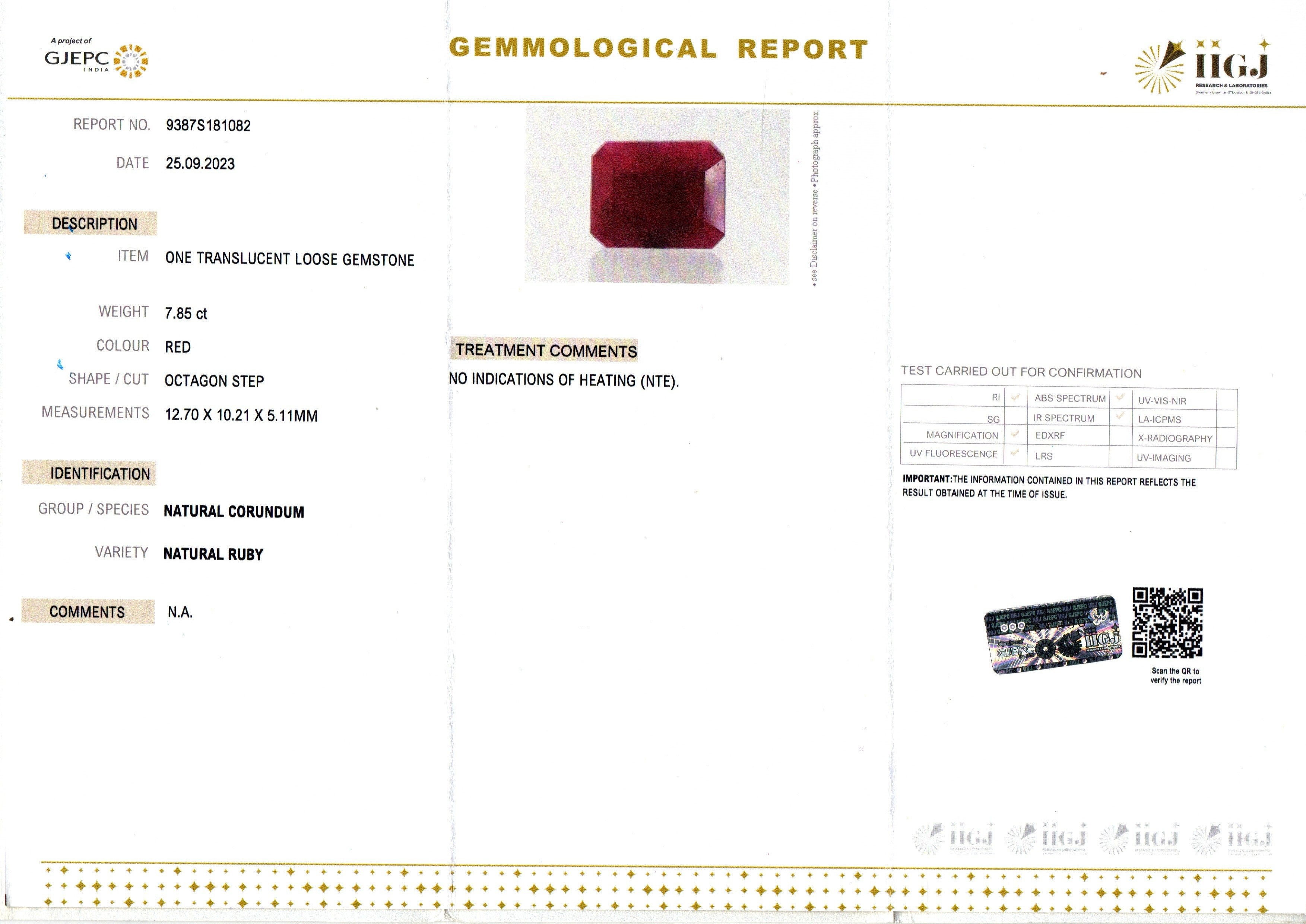 African Ruby - 7.85 Carat Limited Quality BR-7352