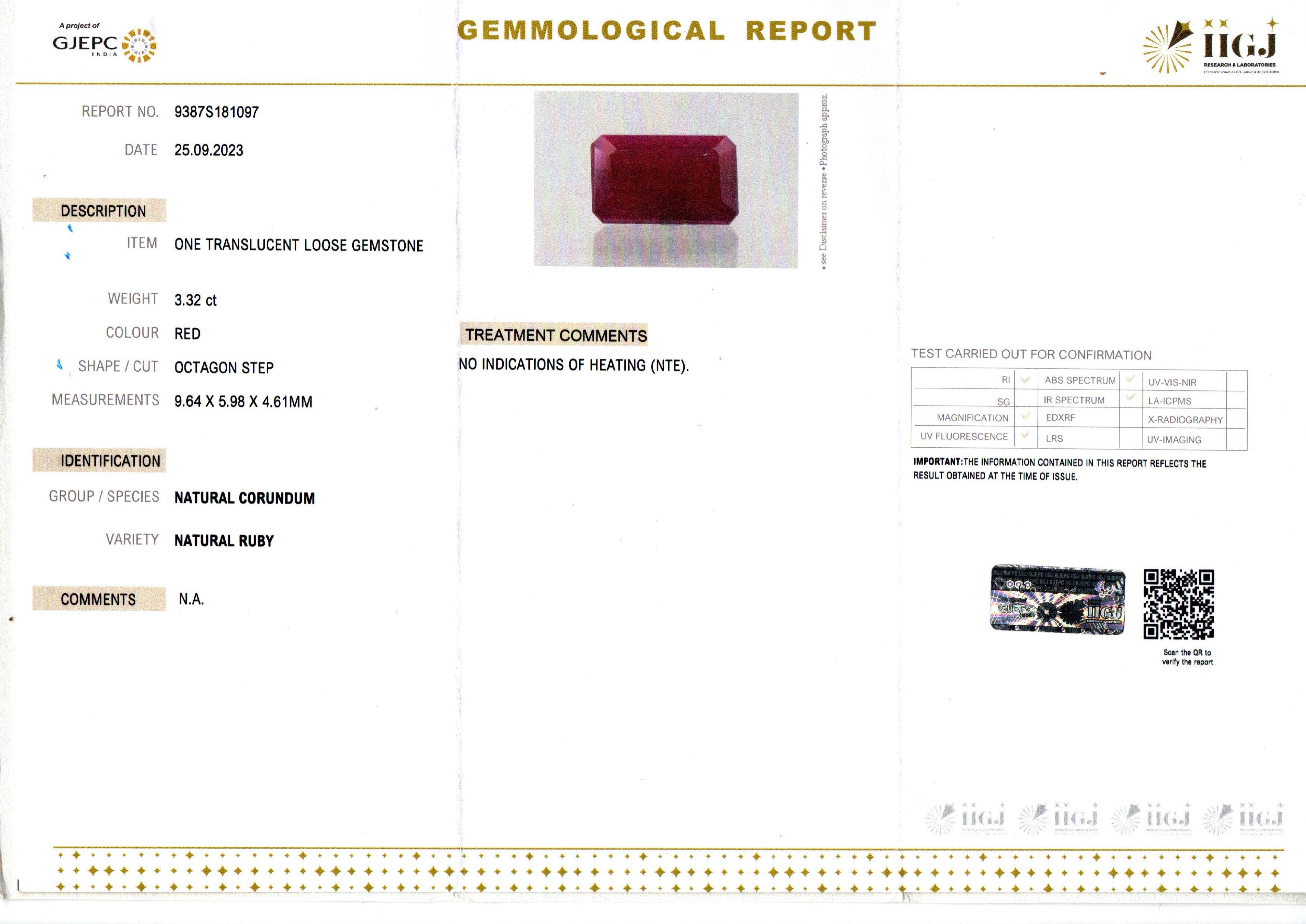 African Ruby - 3.32 Carat Limited Quality BR-7354
