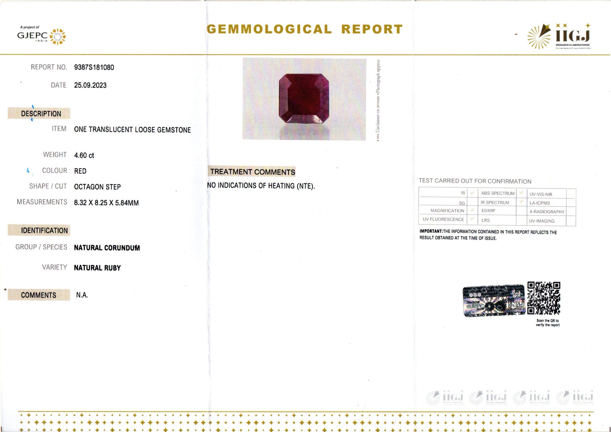 African Ruby - 4.60 Carat Prime Quality BR-7373
