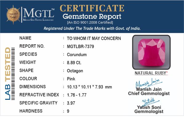 Burma Ruby - 8.89 Carat Limited Quality BR-7379