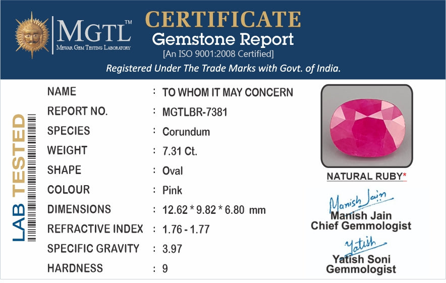 Burma Ruby - 7.31 Carat Limited Quality BR-7381